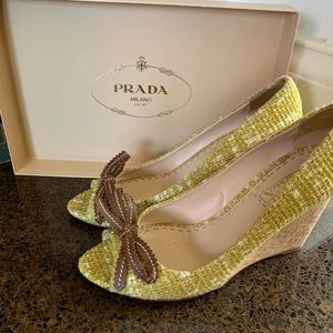 Prada Tweed Cervo Senape Heels